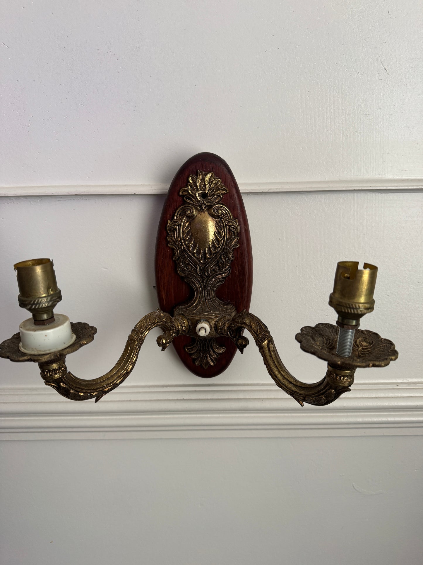 Vintage French Louis Style Solid Brass Chandelier & Wall Lights Set – 5 Arm Ceiling Light