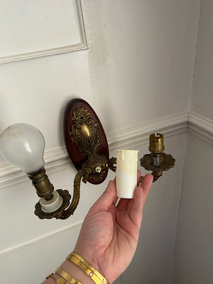 Vintage French Louis Style Solid Brass Chandelier & Wall Lights Set – 5 Arm Ceiling Light