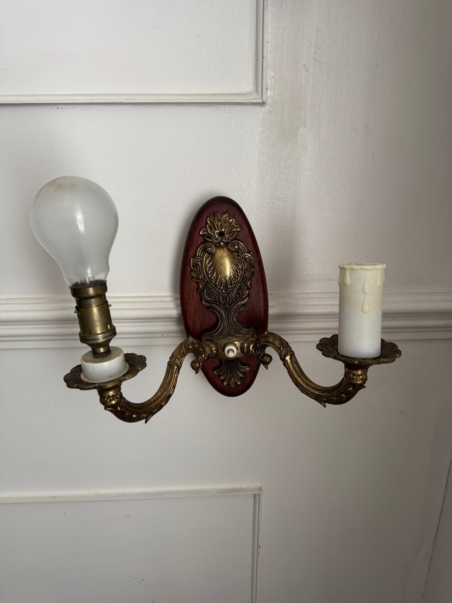 Vintage French Louis Style Solid Brass Chandelier & Wall Lights Set – 5 Arm Ceiling Light