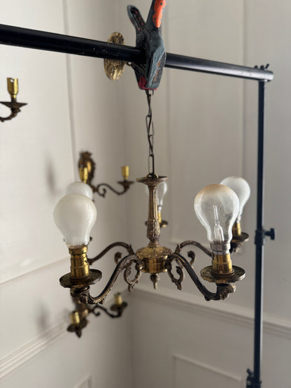 Vintage French Louis Style Solid Brass Wall– 2 Arm Sconces, 5 Arm Chandeliers Optional Shades