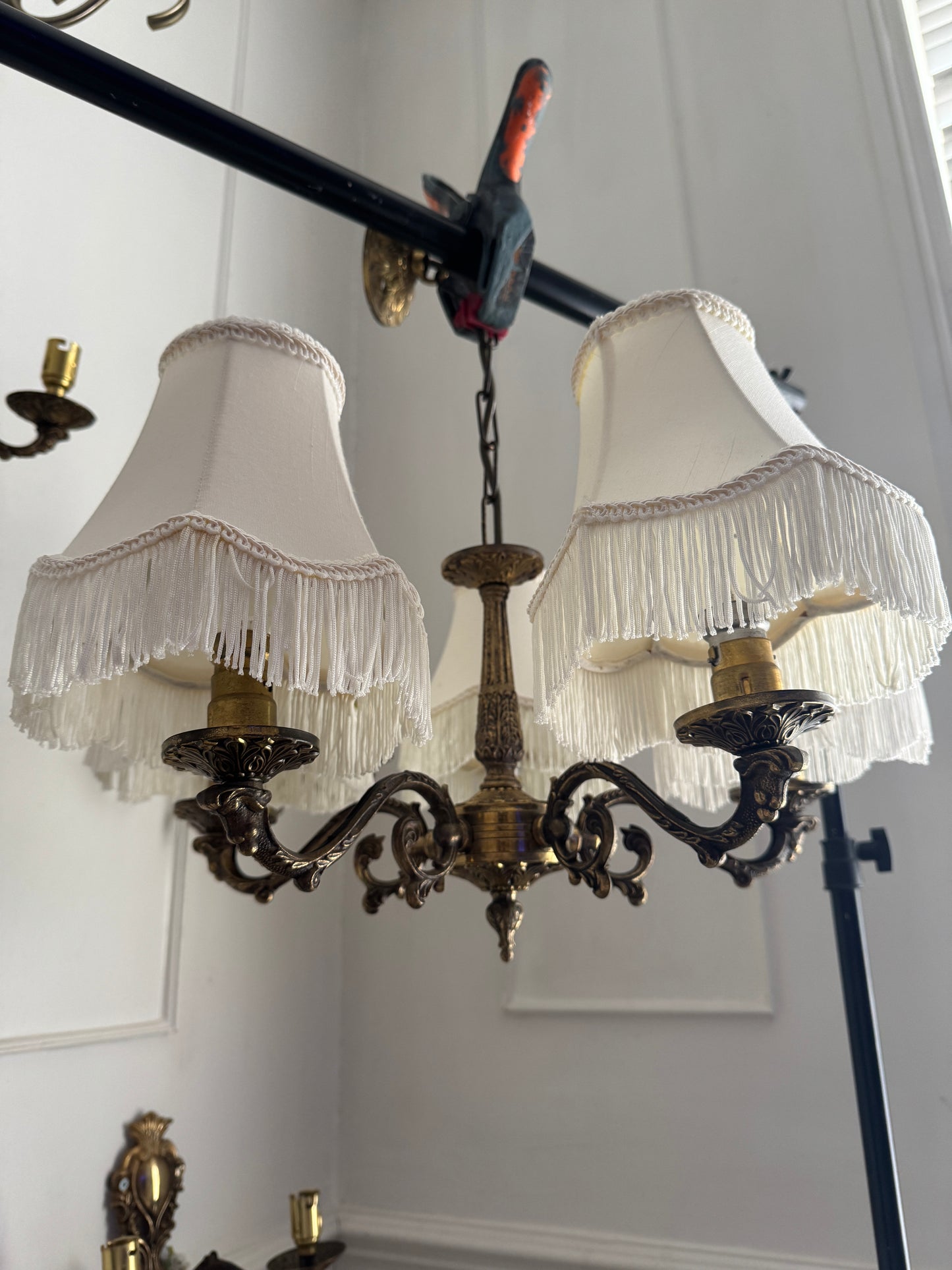 Vintage French Louis Style Solid Brass Wall– 2 Arm Sconces, 5 Arm Chandeliers Optional Shades