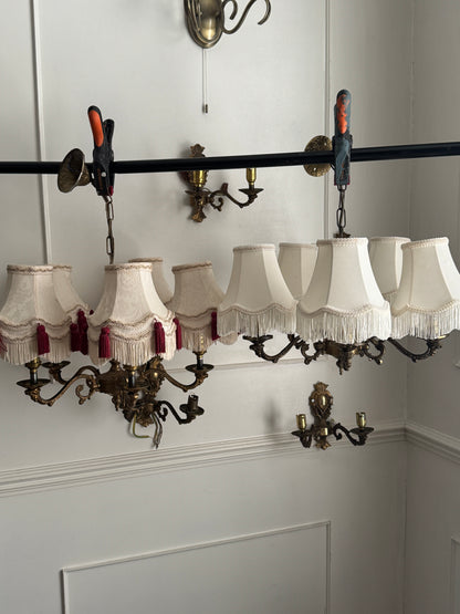 Vintage French Louis Style Solid Brass Wall– 2 Arm Sconces, 5 Arm Chandeliers Optional Shades