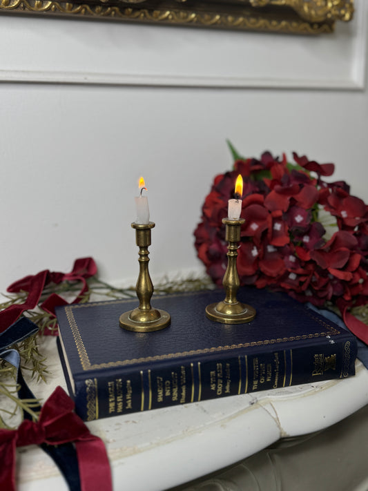 Vintage European Brass Candlesticks Pair