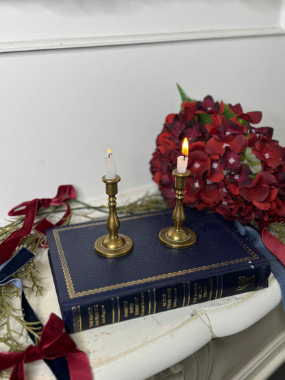 Vintage European Brass Candlesticks Pair