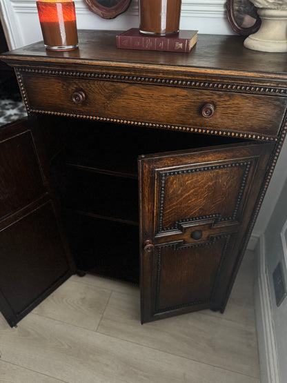 Antique Oak Bobbin Cabinet - Jacobean Style Sideboard