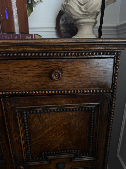 Antique Oak Bobbin Cabinet - Jacobean Style Sideboard