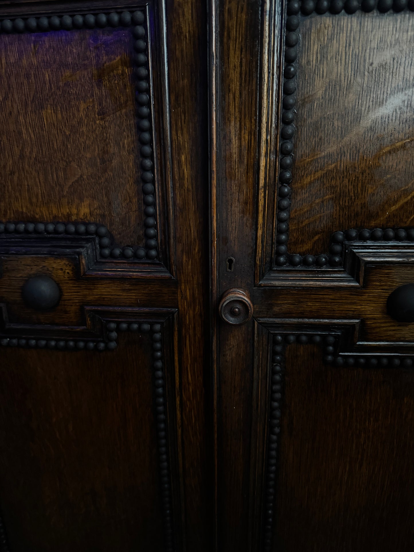 Antique Oak Bobbin Cabinet - Jacobean Style Sideboard