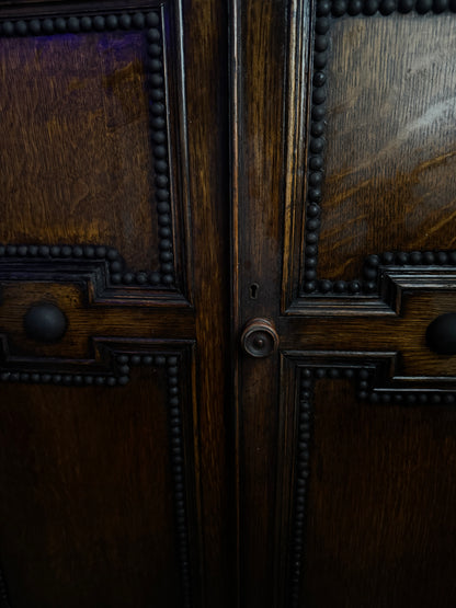 Antique Oak Bobbin Cabinet - Jacobean Style Sideboard