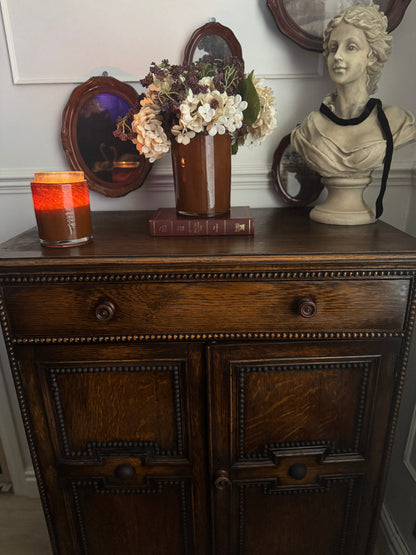 Antique Oak Bobbin Cabinet - Jacobean Style Sideboard