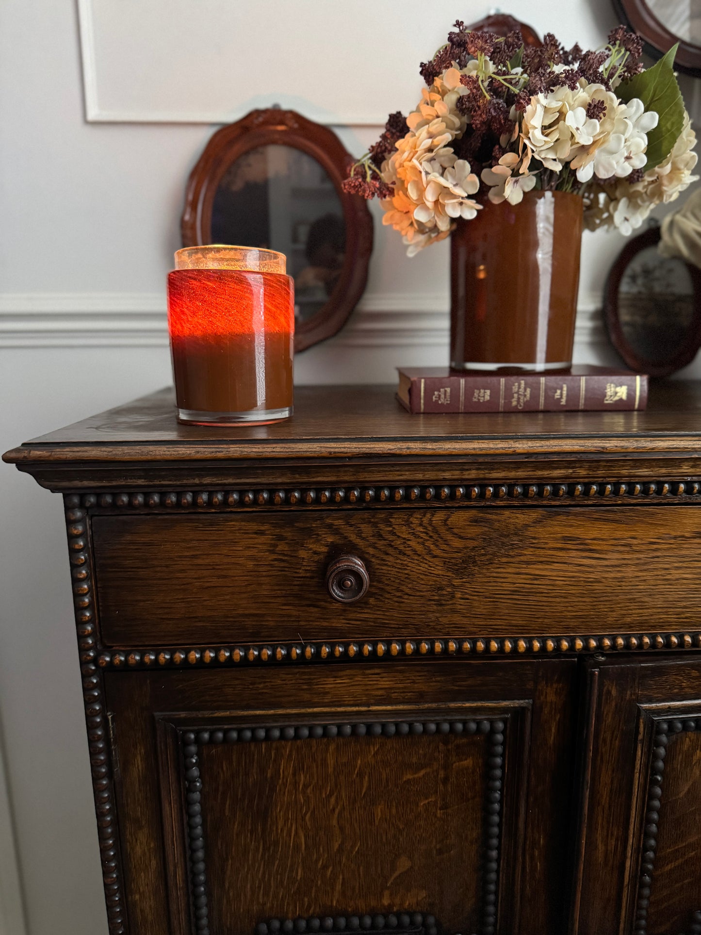 Antique Oak Bobbin Cabinet - Jacobean Style Sideboard