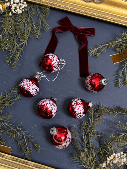 Vintage English Glass Christmas Baubles Set of 6