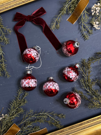 Vintage English Glass Christmas Baubles Set of 6
