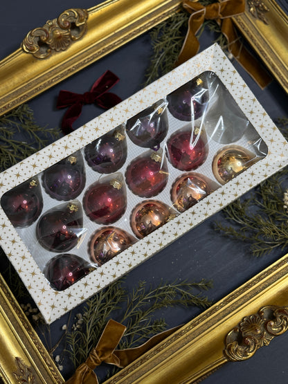 Vintage German Glass Christmas Baubles Set of 14