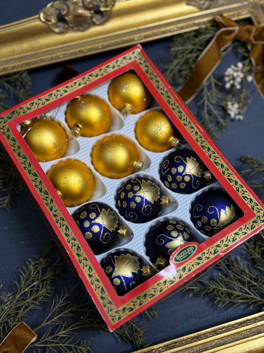 Vintage German Glass Christmas Bauble Set of 12