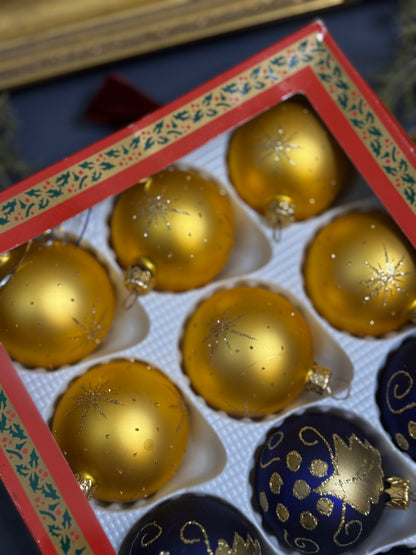 Vintage German Glass Christmas Bauble Set of 12