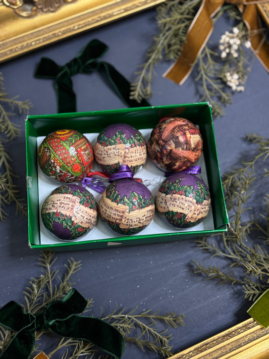 Vintage German Christmas Bauble Set of 6 - 6 cm