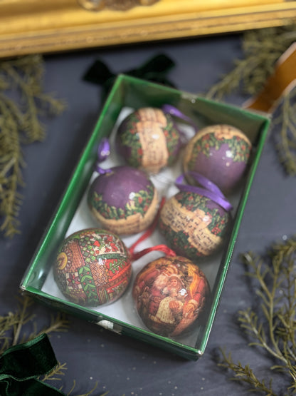 Vintage German Christmas Bauble Set of 6 - 6 cm