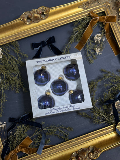 Vintage Polish Glass Christmas Bauble Set of 5