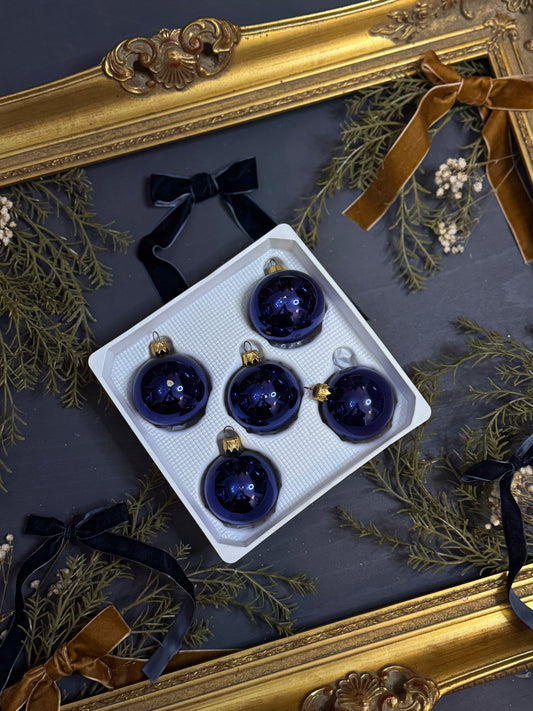 Vintage Polish Glass Christmas Bauble Set of 5