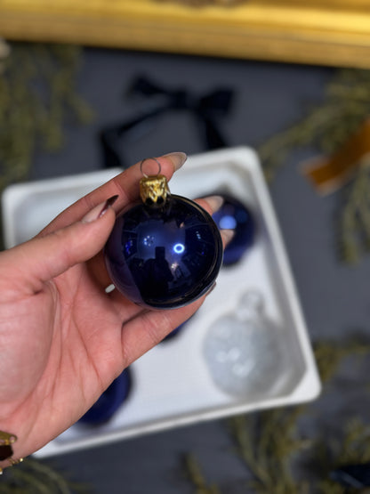 Vintage Polish Glass Christmas Bauble Set of 5