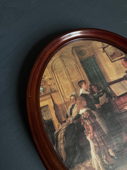 Vintage Reproduction Print in an Oval wooden frame