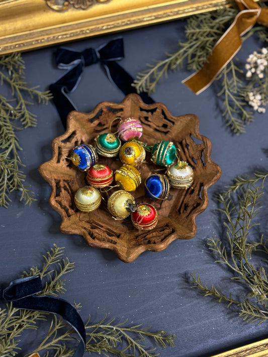 Vintage English Textured Mini Christmas Baubles -Mixed Sizes