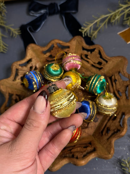 Vintage English Textured Mini Christmas Baubles -Mixed Sizes