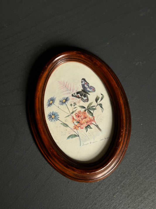 Vintage Themed Acrylic Small Oval Frame with Print