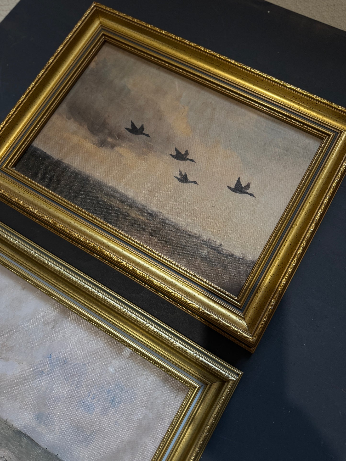 Vintage Dark Themed Vintage-Themed Gallery Wall Set in Ornate Gold Gilt Frames