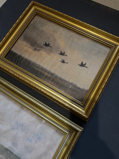 Vintage Dark Themed Vintage-Themed Gallery Wall Set in Ornate Gold Gilt Frames