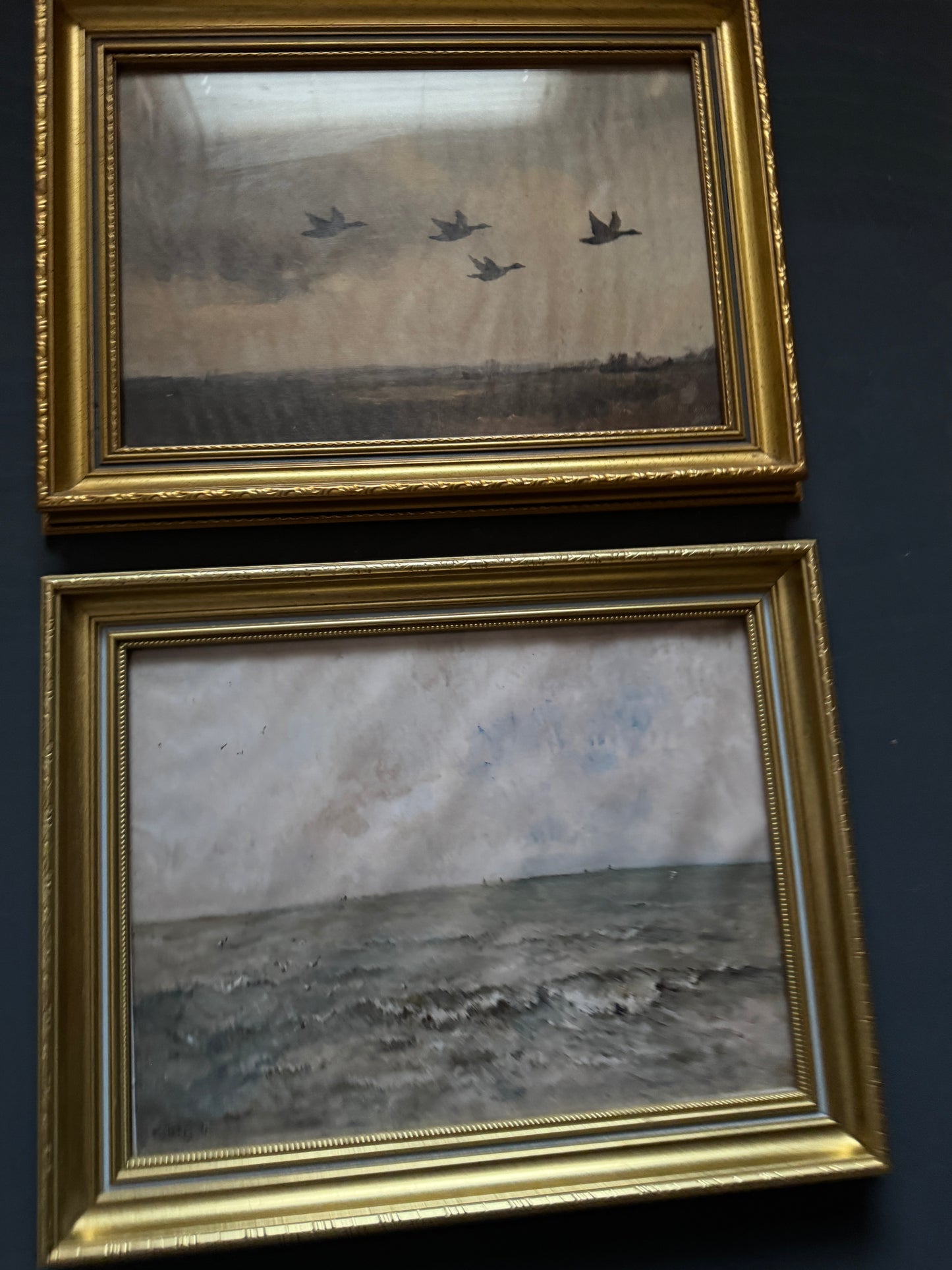Vintage Dark Themed Vintage-Themed Gallery Wall Set in Ornate Gold Gilt Frames