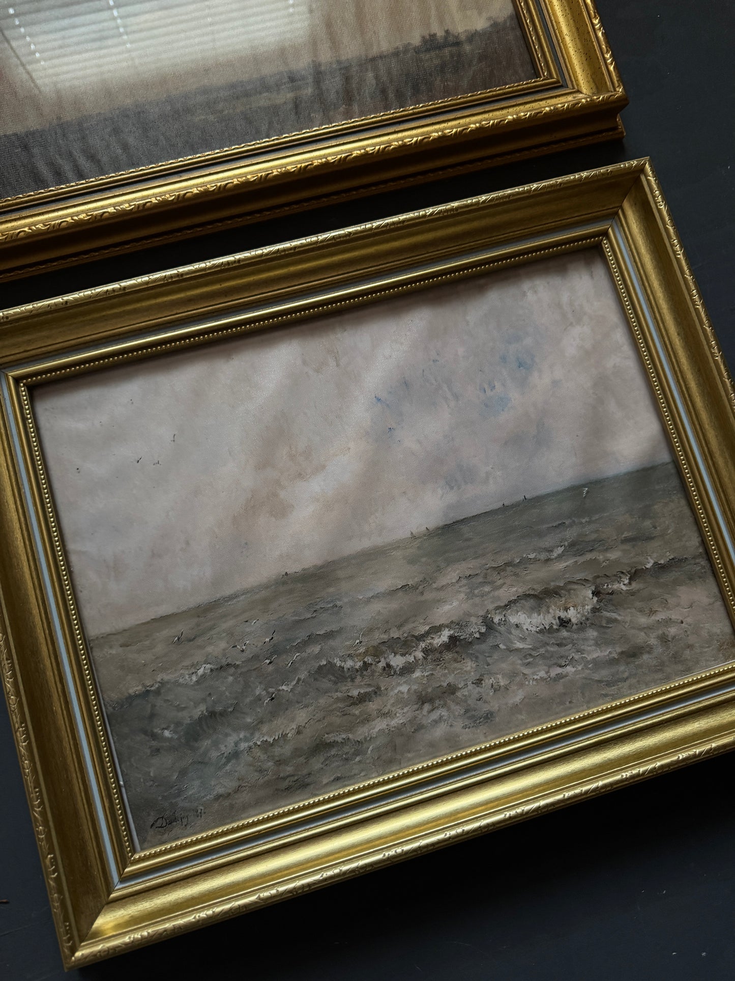 Vintage Dark Themed Vintage-Themed Gallery Wall Set in Ornate Gold Gilt Frames
