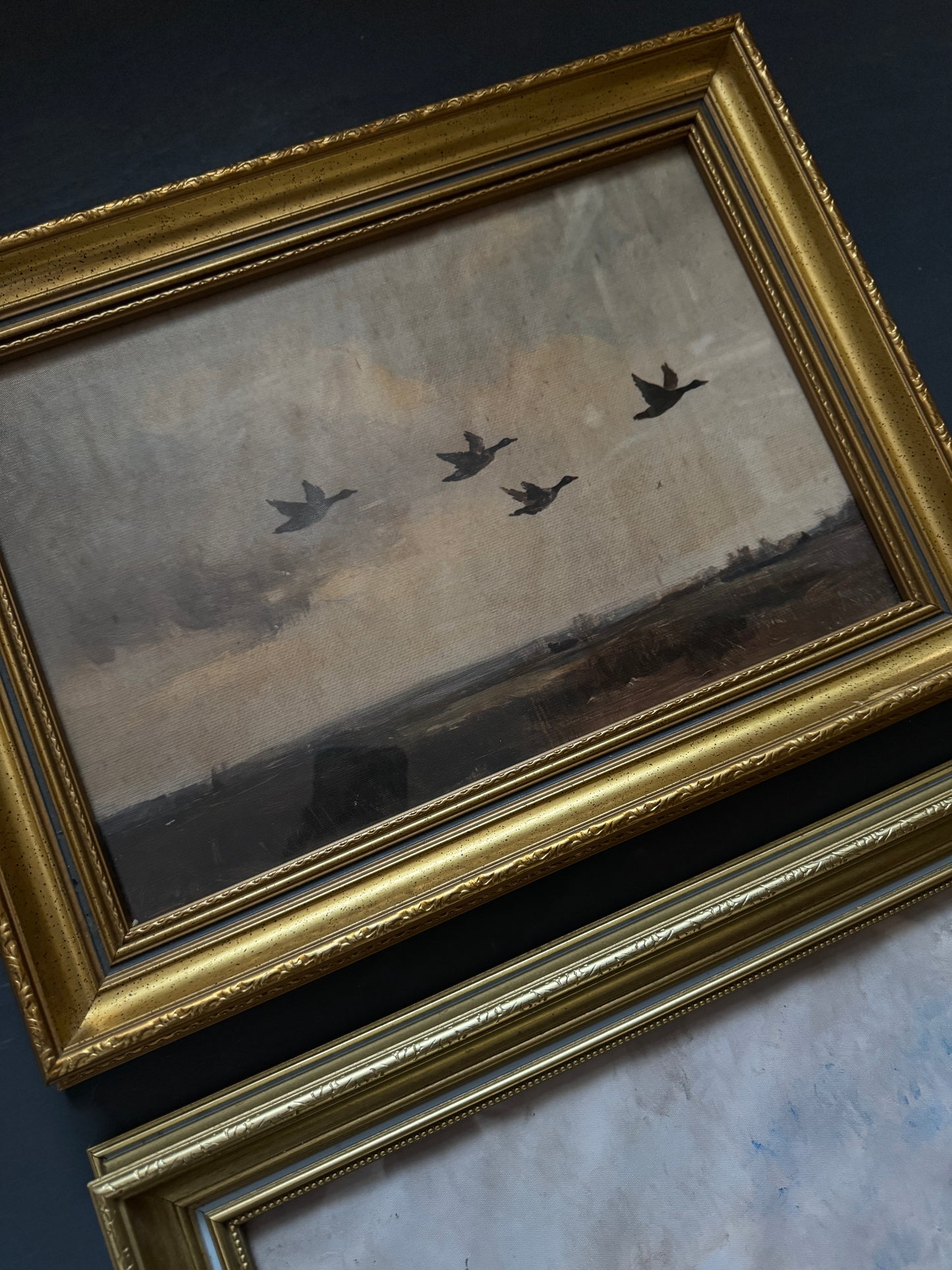 Vintage Dark Themed Vintage-Themed Gallery Wall Set in Ornate Gold Gilt Frames