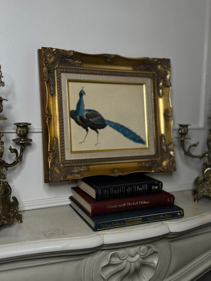 The Gilded Peacock – Vintage Oil Painting in Louis Frame