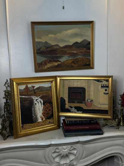 Golden Peaks – Signed Vintage Oil Painting in Gilt Frame