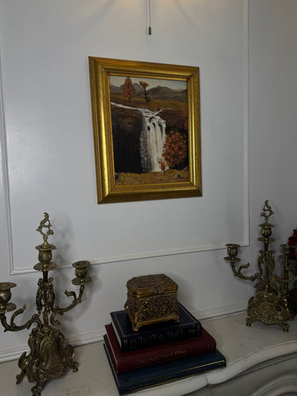 Golden Season – Vintage Autumn Oil Painting in Gilt Frame