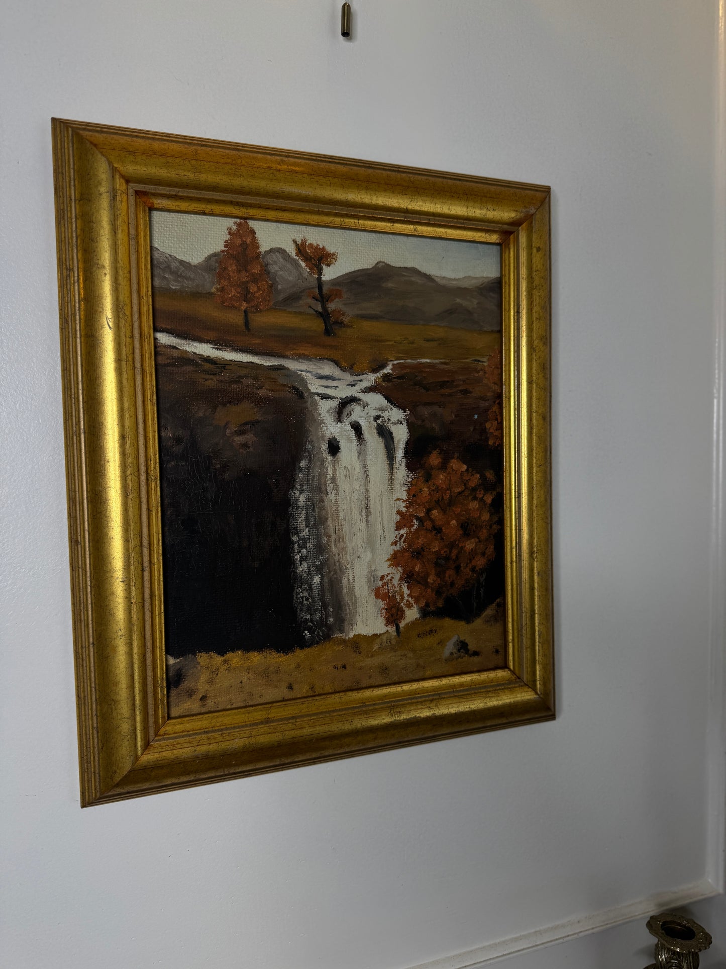 Golden Season – Vintage Autumn Oil Painting in Gilt Frame