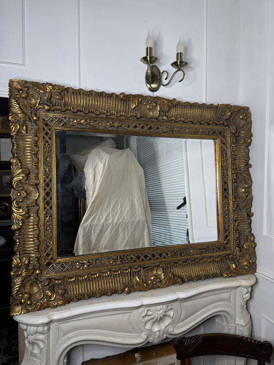 Vintage Large Ornate Gold Mirror -| French Louis Style Décor