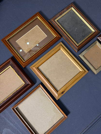 Small Vintage Wooden Gallery Wall Frames – Set of 7