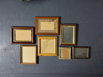 Small Vintage Wooden Gallery Wall Frames – Set of 7