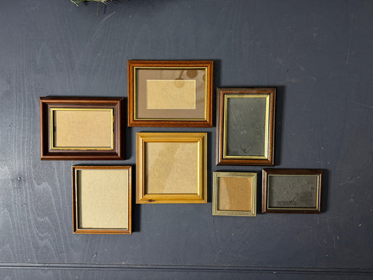 Small Vintage Wooden Gallery Wall Frames – Set of 7