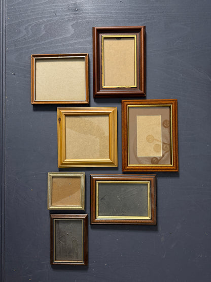 Small Vintage Wooden Gallery Wall Frames – Set of 7