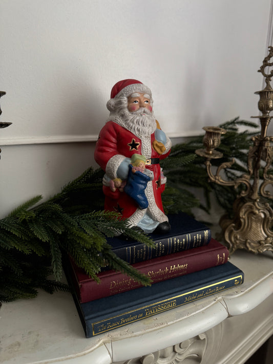 Vintage Porcelain Christmas Santa Claus Tea Light Holder – Large