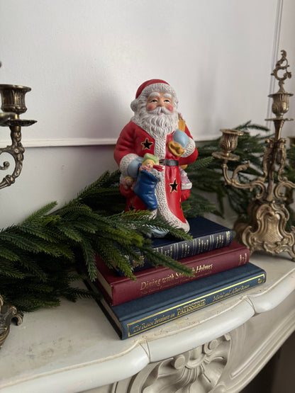 Vintage Porcelain Christmas Santa Claus Tea Light Holder – Large