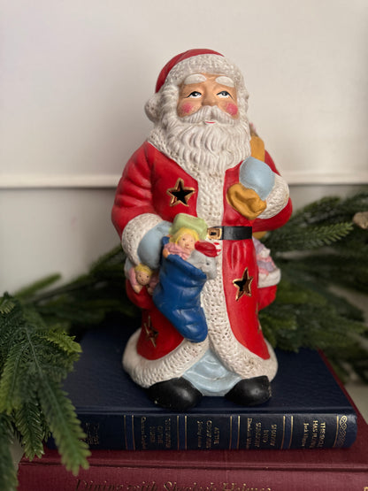 Vintage Porcelain Christmas Santa Claus Tea Light Holder – Large