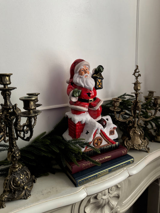 Vintage Porcelain Christmas Santa Claus Tea Light Holder – XL