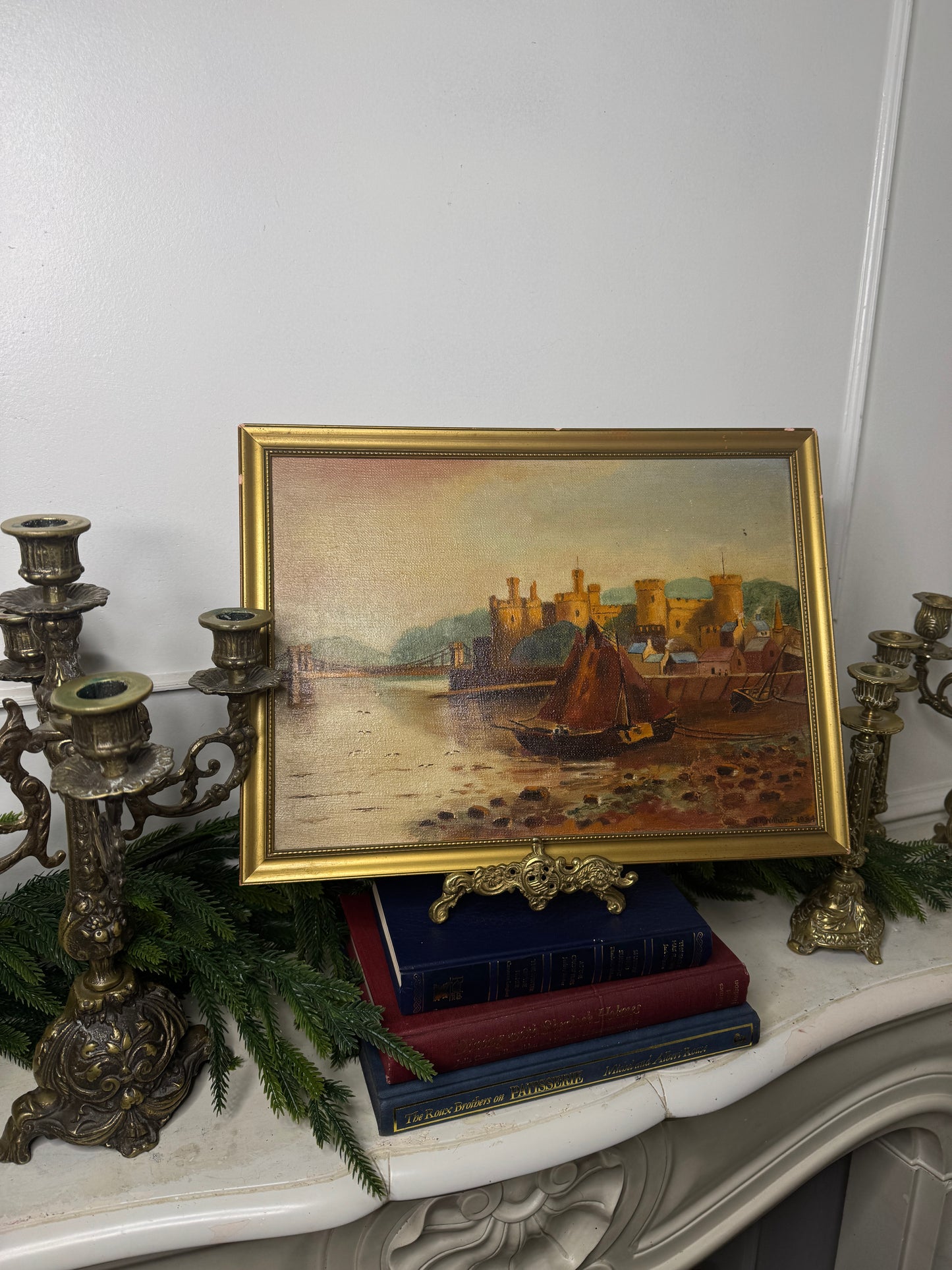Harbour Serenity – Signed 1934 Vintage Seascape Oil Painting