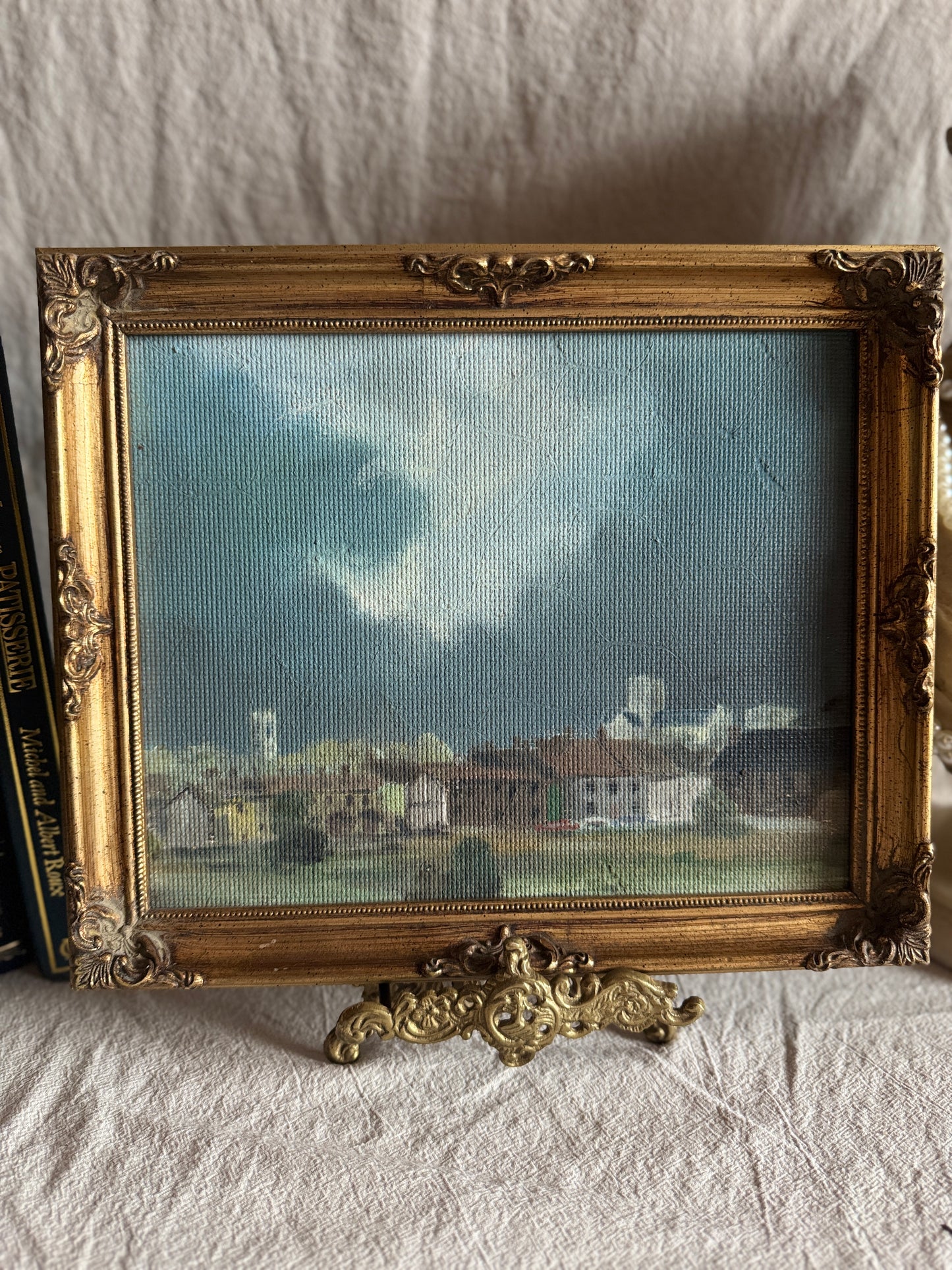Storm Over Norwich Oil Painting Vintage Landscape