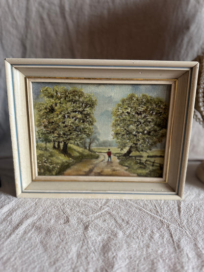 Antique 1923 Oil Painting by M Hodes, Small Vintage Framed Art