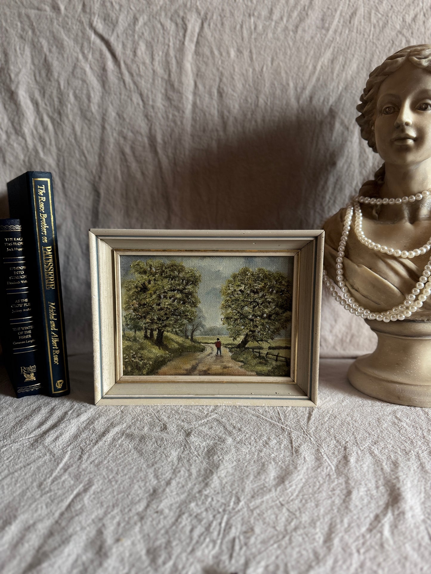 Antique 1923 Oil Painting by M Hodes, Small Vintage Framed Art